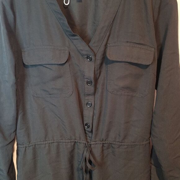 Max Studio Black Roll Tab Sleeve Drawstring Blouson Dress Size Small - Picture 6 of 10